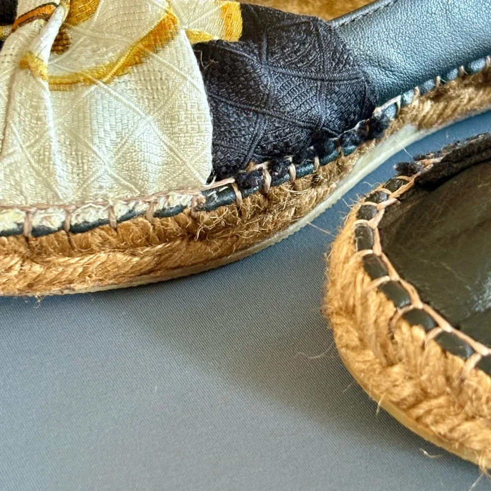 New Collection‎ Privee Espadrille Shoes | Size 38 / 7.5 US | Leather Floral Boho